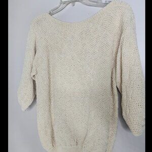 Vintage Specially Fashioned by Josie Knit Sweater | Cream Open Weave 80s 90s